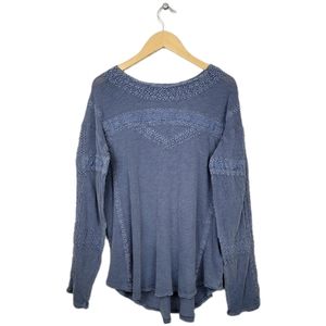 Free People Crochet Lace Longsleeve Top